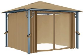 Pavilion cu perdele, gri taupe, 300 x 300 cm, aluminiu Gri taupe, 300 x 300 cm