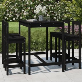 3154754 vidaXL Set mobilier bar de grădină, 5 piese, negru, lemn masiv de pin