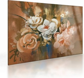 Tablou pe sticlă - Buchet de flori pictat (70x50 cm)