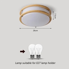BRILAGI - Plafonieră ELARO 2xE27/40W/230V Ø26 cm, finisaj lemn