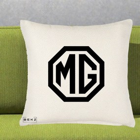 Perna Personalizata cu emblema MG, 40x40 cm, Crem Reliefat, Husa Detasabila, Perna Inclusa, BEKZ®