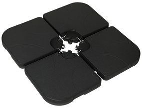 Outsunny Bază Umbrelă 4 Piese HDPE, Umplere cu Apă/Nisip, Suport Umbrelă cu Conectori, 104x104x7.5 cm, Negru | Aosom Romania