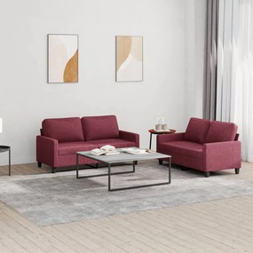 3201450 vidaXL Set canapea cu perne, 2 piese, roșu vin, material textil