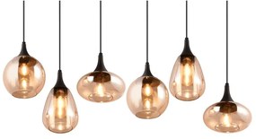 Lustră neagră/portocalie cu abajur din sticlă Lumina – Trio