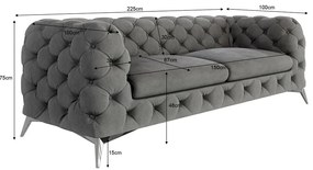 Canapea gri cu tapițerie din catifea 225 cm Chelsea – Ropez