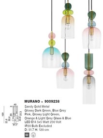 Lustra cu 5 Pendule design decorativ modern MURANO