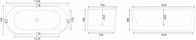 Cada din acril freestanding VENETA 170cm