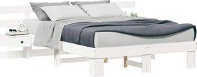 vidaXL Cadru de pat cu headboard Alb 140 x 200 cm Lemn de pin masiv