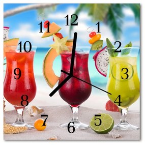 Ceas de perete din sticla pătrat Cocktail Alimente și băuturi Multi-colorat