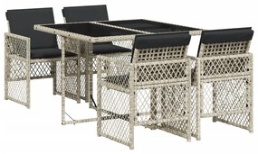 3210719 vidaXL Set mobilier de grădină cu perne, 5 piese gri deschis poliratan