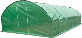 Solar de grădină, 4x8 m, 32 m², cadru din oțel, țeavă galvanizată, folie PE armată, 16 ferestre rulante, rezistent la UV, impermeabil, Verde,