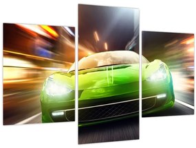 Tablou - Mașină de curse verde (90x60 cm)