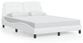 3208171 vidaXL Cadru de pat cu tăblie, alb, 120x200 cm, piele ecologică