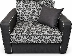 Fotoliu SAMY NEXT extensibil, cu lada de depozitare, stofa gri inchis cu gri deschis , cadru metalic, 103x100x92 Stofa, Gri Inchis + Gri Deschis