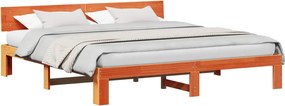 vidaXL Cadru de pat Maroniu cerat 200 x 200 cm Lemn de pin masiv