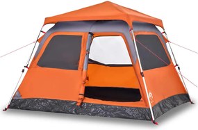 vidaXL Cort camping cupolă 4 persoane, gri/portocaliu, setare rapidă