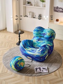 Fotoliu Mama Bear Moises din Memory Foam Premium Ottoman in forma de Bila (Imprimeu: zebra)