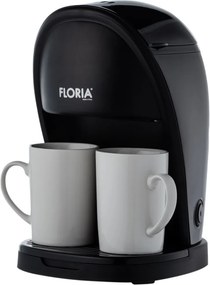 Aparat de facut cafea Floria ZLN9297, filtru de nailon, cupa pentru masurat, 2 cesti incluse, Negru