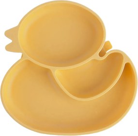 Farfurie pentru copii galbenă din silicon 19x19,5 cm Chicken – Orion
