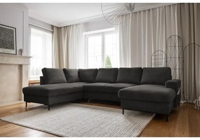 Colțar gri închis extensibil cu tapițerie din catifea reiată (cu colț pe partea stângă ) Lofty Lilly – Miuform