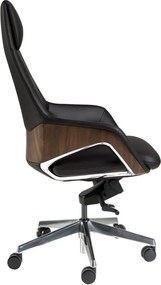 Scaun de birou modern piele sintetica si furnir de nuc Black