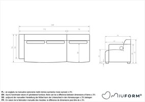 Șezlong modular alb (cu colț pe partea stângă ) Flex Felix – Miuform