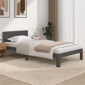 Cadru de pat, gri, 100x200 cm, lemn masiv de pin Gri, 100 x 200 cm