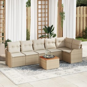 vidaXL Set de canapele pentru grădină 7 pcs Bej Rattan poli