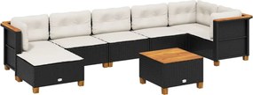 vidaXL Set mobilier de grădină cu perne, 8 piese, negru, poliratan