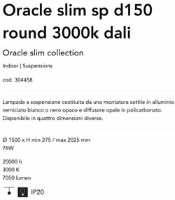 Lustra LED XXL suspendata design slim Oracle d150 round 3000k dali negru