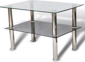 vidaXL Măsuță de cafea din sticlă, 2 niveluri