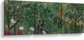 Tablou - Henri Rousseau, Tropical Forest with Monkeys, reproducere (cu ceas) (90x30 cm)