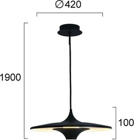 Lustră LED suspendată pe cablu RENE LED/19W/230V CRI 90 neagră