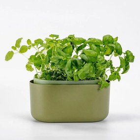 Jardinieră cu auto-irigare Plastia, verde,31 x 16 cm