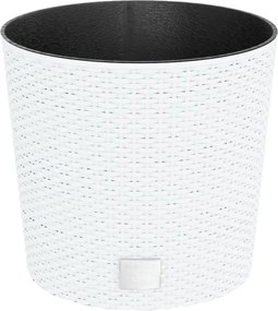 vidaXL Jardinieră cu interior detașabil, alb, 15 / 15,3 L, PP ratan