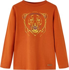 vidaXL Tricou pentru copii cu mâneci lungi, ruginiu deschis, 116