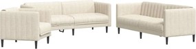 vidaXL Set de canapele, 3 piese, crem, material