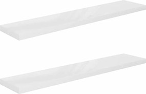 vidaXL Rafturi de perete, 2 buc., alb extralucios, 120x23,5x3,8 cm MDF