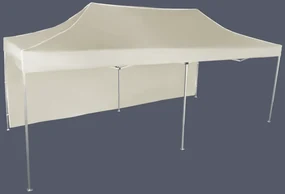 Pavilion de grădină  3x6m – din aluminiu, 1 perete lateral, Bej