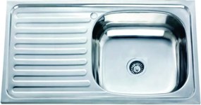 Chiuveta inox Inter Ceramic Alpaca cu o cuva cu picurator in stanga finisaj inox lucios 75x40 cm