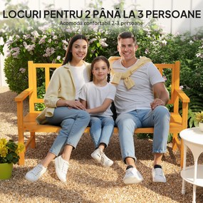 Outsunny Bancă de Grădină pentru 2-3 Persoane din Lemn de Pin, Bancă de Exterior cu Măsuță Rabatabilă și Brațe, pentru Balcon și Terasă, 153x56x91 cm, Maro Deschis | Aosom Romania