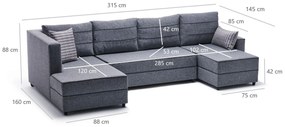 Canapea extensibilă de colț Ece Panoramik - Grey