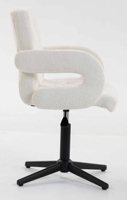 HR8404KW Scaun Crem Boucle cu Bază Aurie