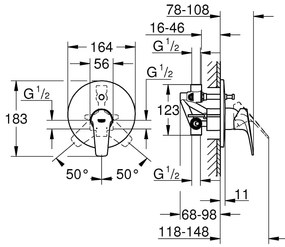 Sistem dus montaj incastrat Grohe Bauflow Perfect Shower,corp incastrat inclus ( 29113000 , 26412000,26406001)