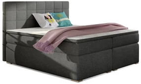 Pat matrimonial Boxspring 160 cm Abbie (gri închis) (cu saltele). 1027414