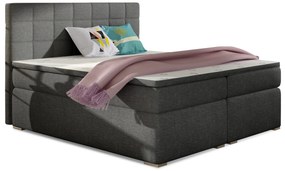 Pat matrimonial Boxspring 180 cm Abbie (gri închis) (cu saltele). 1027423