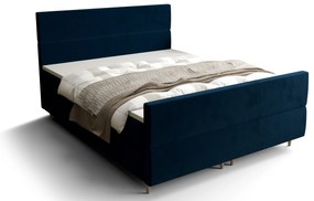 Pat matrimonial Boxspring 140 cm Flu plus (albastru închis) ( cu saltea și sp. depozitare). 1046566