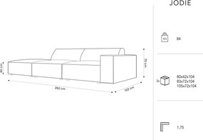 Canapea 3 locuri cotiera stanga, Jodie, Micadoni Home, BL, 262x102x70 cm, catifea, verde
