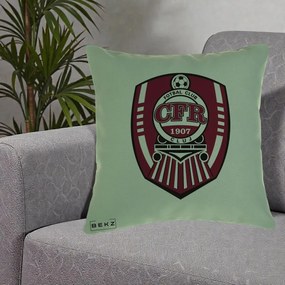 Perna Personalizata CFR Cluj Fotbal Club 1907, 40x40 cm, Verde, Husa Detasabila, Perna Inclusa, BEKZ®