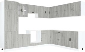 vidaXL Set de dulapuri de bucătărie 14 piese „Lucca” lemn Sonoma gri